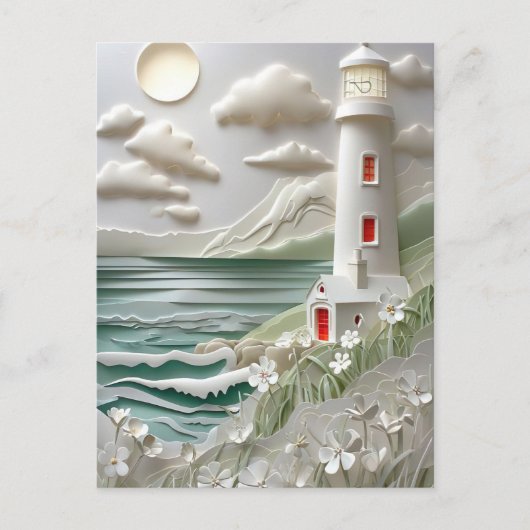 Lighthouse kustlandschap Papercut stijl Briefkaart (Voorkant)