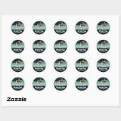 Lighthouse Mist Hersenen Flat Vector Ronde Sticker (Vel)
