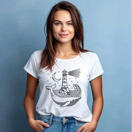 Lighthouse Moon Whale T-shirt