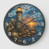 Lighthouse nautical sunset coastal beach house grote klok (Voorkant)