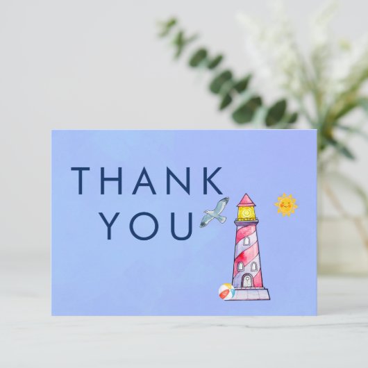 Lighthouse Nautical Theme Dank u Bedankkaart (Staand voorkant)