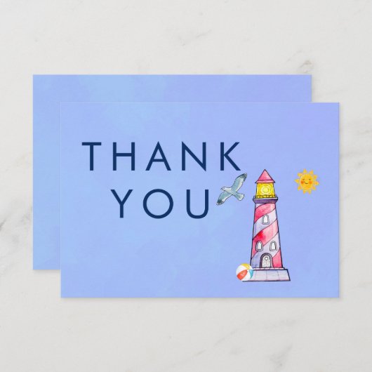 Lighthouse Nautical Theme Dank u Bedankkaart (Voorkant / Achterkant)