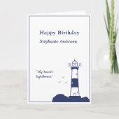 Lighthouse Navy Blue Birthday Kaart (Voorkant)