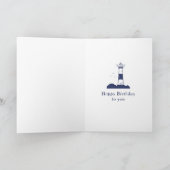 Lighthouse Navy Blue Birthday Kaart (Binnen)