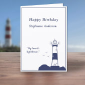 Lighthouse Navy Blue Birthday Kaart