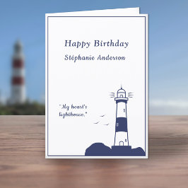 Lighthouse Navy Blue Birthday Kaart