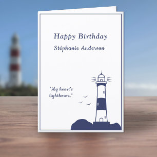 Lighthouse Navy Blue Birthday Kaart