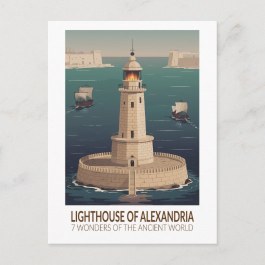 Lighthouse of Alexandria 7 Wonders of the World Briefkaart (Voorkant)