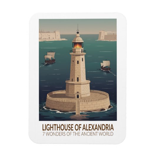 Lighthouse of Alexandria 7 Wonders of the World Magneet (Verticaal)