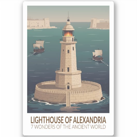 Lighthouse of Alexandria 7 Wonders of the World Sticker (Voorkant)