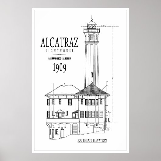 LIGHTHOUSE OP DE ARCHITECTUUR VAN ALCATRAZ ISLAND POSTER (Voorkant)