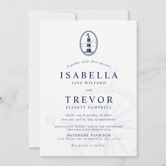 Lighthouse Pier nautische bruiloft uitnodiging (Voorkant)