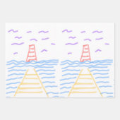 Lighthouse Pier Wrapping Paper Flat Sheet Set van (Voorkant 2)