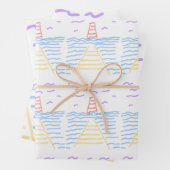 Lighthouse Pier Wrapping Paper Flat Sheet Set van (In situ)
