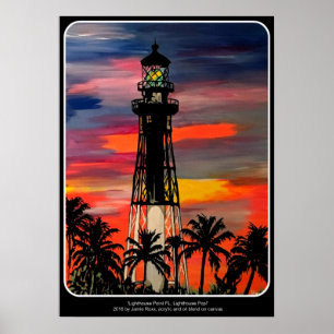 'Lighthouse Point FL, Lighthouse Pop' schilderen o Poster