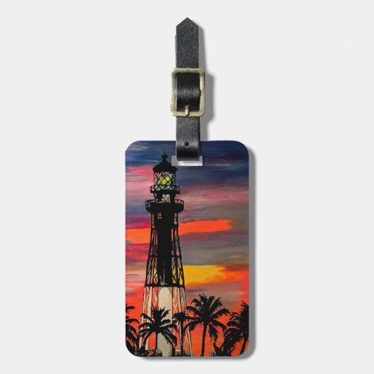 'Lighthouse Pop!' schilderij op een Bagagelabel (Voorkant verticaal)