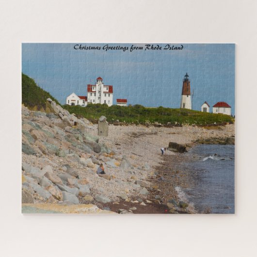 Lighthouse Rhode Island.Kerstgroeten Legpuzzel (Horizontaal)