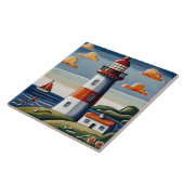 Lighthouse & Sail Boats Seaside Ocean zee thema Tegeltje (Zijkant)