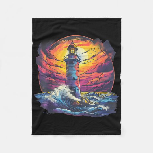 Lighthouse Sailing Sea Beach Boating Seaside House Fleece Deken (Voorkant)