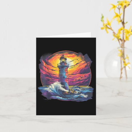 Lighthouse Sailing Zee Beach Boating Seaside House Kaart (Gele Bloem)