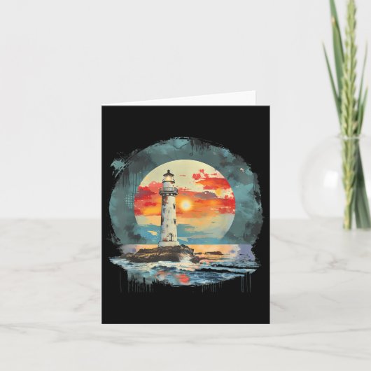 Lighthouse Sailing Zee Beach Boating Seaside House Kaart (Voorkant)