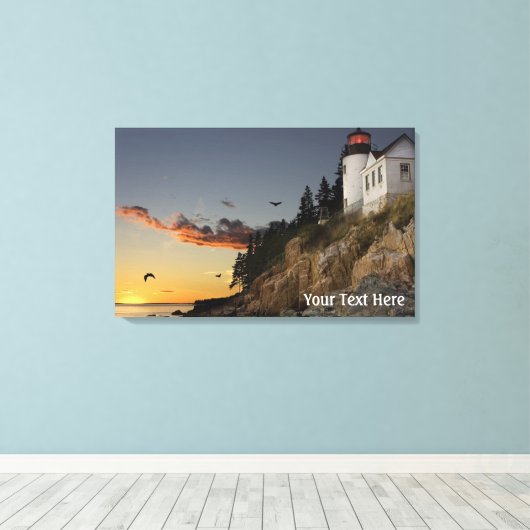 Lighthouse-scène met roze wolkencanvas afdrukken (Insitu (Houten vloer))