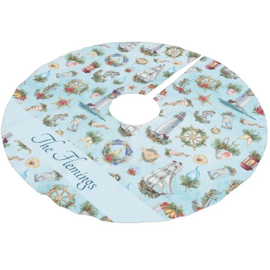 Lighthouse Scheepvaart Nautical KerstOcean Name Kerstboom Rok (Gekanteld)