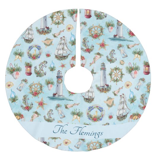 Lighthouse Scheepvaart Nautical KerstOcean Name Kerstboom Rok (Voorkant)