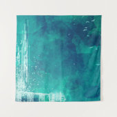 Lighthouse & Seagulls – Waterverf Ocean Scene Wandkleed (Voorkant (horizontaal))