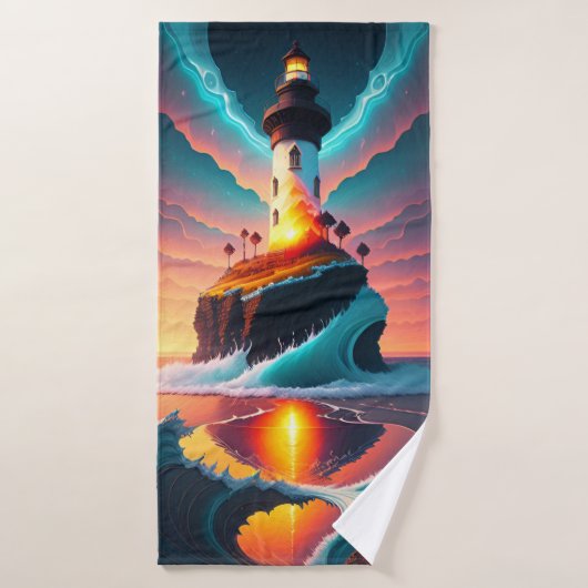 Lighthouse Seascape Badhanddoek (Badhanddoek)