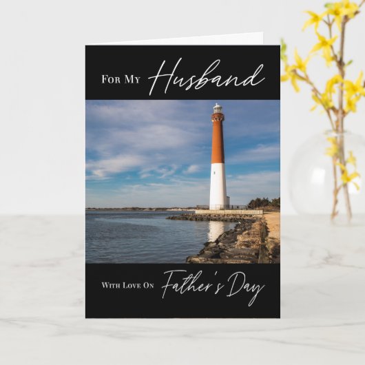 Lighthouse Seascape Vaderdag voor mannen Kaart (Gele Bloem)