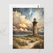 Lighthouse Seashore Coastal Watercolor Painting Briefkaart (Voorkant / Achterkant)