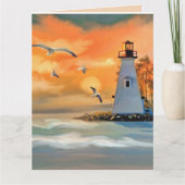 LIGHTHOUSE SEASIDE ART BIRTHDAY Wenskaart Kaart (Voorkant)