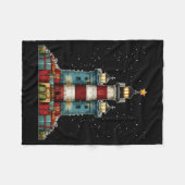 Lighthouse Seaside Christmas Tree Xmas Long Sleeve Fleece Deken (Voorkant (Horizontaal))