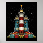 Lighthouse Seaside Christmas Tree Xmas Long Sleeve Poster (Voorkant)