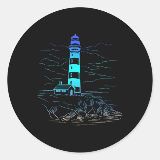Lighthouse Seaside House Sailing Sea Beach Life Bo Ronde Sticker (Voorkant)