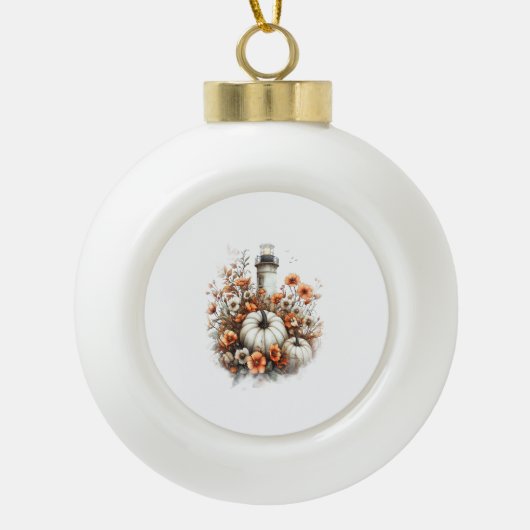 Lighthouse Shirt Country Pumpkin Keramische Bal Ornament (Voorkant)