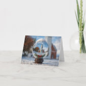 Lighthouse Snowglobe Christmas Holiday Card Bedankkaart (Voorkant)