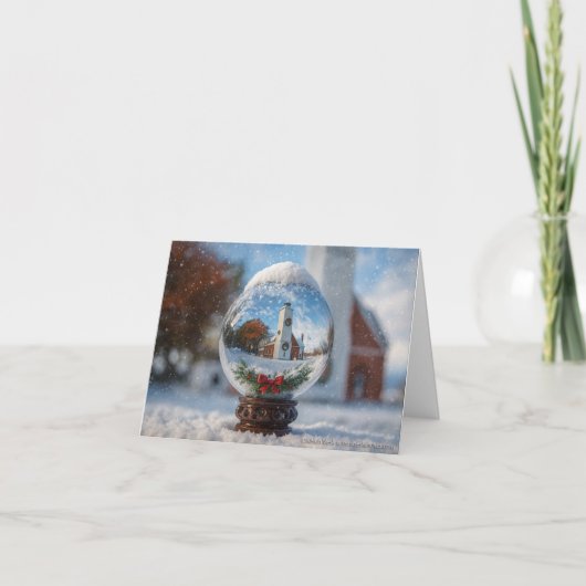 Lighthouse Snowglobe Christmas Holiday Card Bedankkaart (Voorkant)