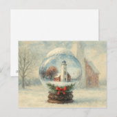Lighthouse Snowglobe Christmas winter postcard Briefkaart (Voorkant / Achterkant)