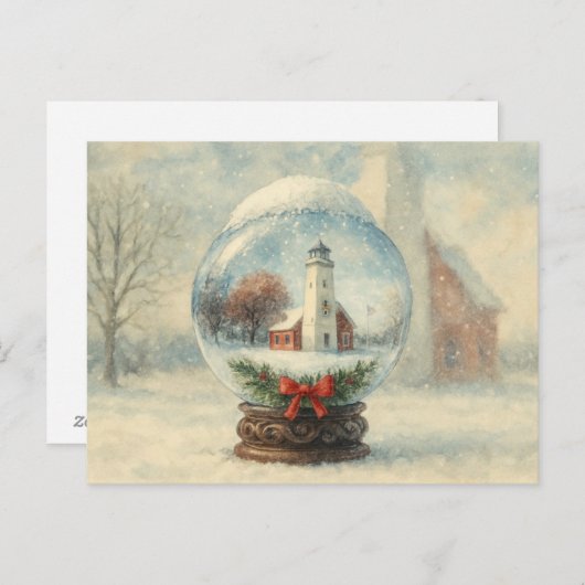 Lighthouse Snowglobe Christmas winter postcard Briefkaart (Voorkant / Achterkant)