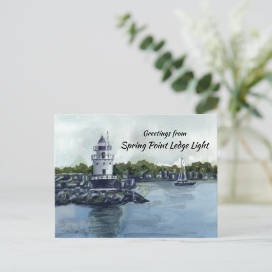 Lighthouse Spring Point Ledge Maine Oceaan Briefkaart (Staand voorkant)