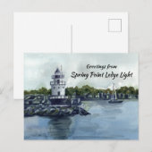 Lighthouse Spring Point Ledge Maine Oceaan Briefkaart (Voorkant / Achterkant)