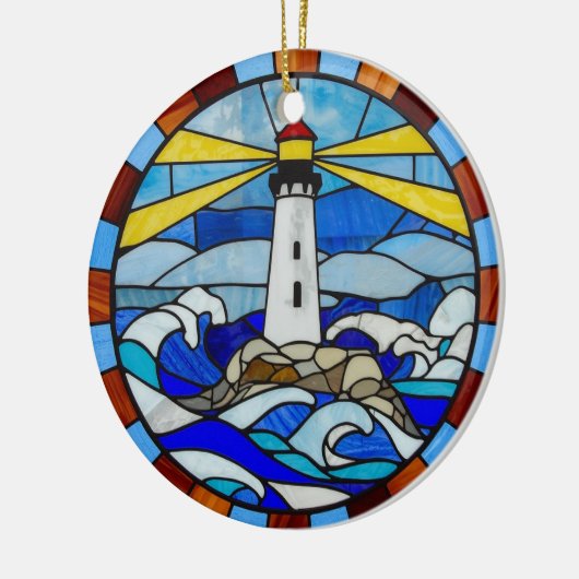 Lighthouse Stained Glass Design Keramisch Ornament (Links)
