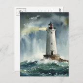 Lighthouse Storm Ocean Briefkaart (Voorkant / Achterkant)