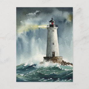 Lighthouse Storm Ocean Briefkaart