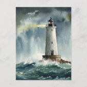 Lighthouse Storm Ocean Briefkaart (Voorkant)