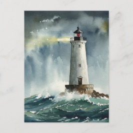 Lighthouse Storm Ocean Briefkaart
