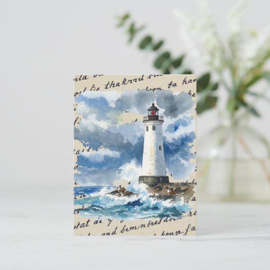 Lighthouse Storm Ocean Briefkaart (Staand voorkant)