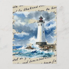 Lighthouse Storm Ocean Briefkaart